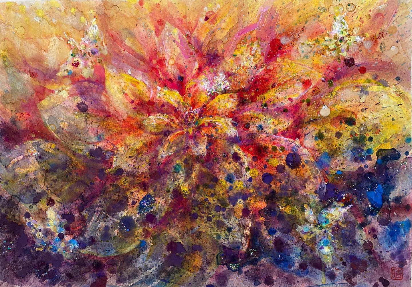 A flower blooming in space